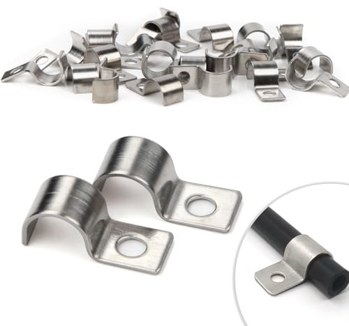 30 Piezas Abrazaderas para Tubo 10mm Soportes para Tubo de Un Solo Agujero en Acero Inoxidable V2A Soportes en U Abrazadera Sujetadores para Cables Ø 9-10.5mm Fijación de Tuberías de Agua