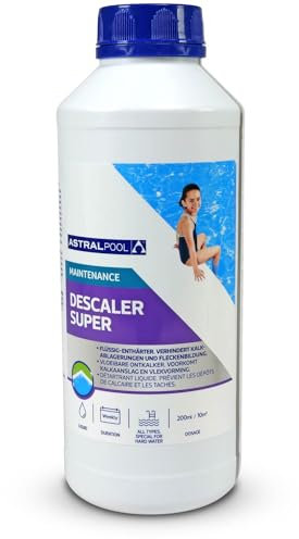 Astral Pool Descaler Kalkentferner 1 l - Verhindert Kalk und Metall Ablagerungen - Nicht schäumend - Für Pool und Whirlpool