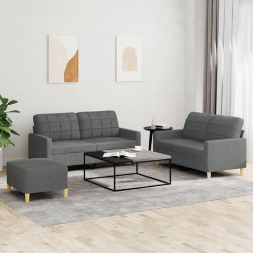 ShGaxin 3-TLG. Sofagarnitur mit Kissen Dunkelgrau Stoff, Sofa Mit Relaxfunktion, Couchgarnitur, Wohnzimmer Sofa, Couch, Sofa Set 3201283