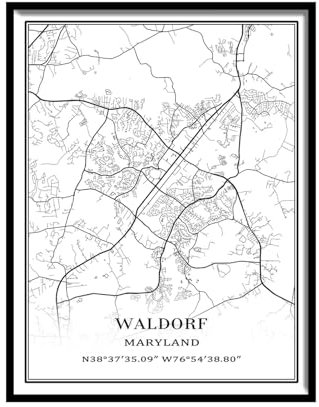 Tanokcrs Waldorf Maryland Amerika, Wandkunst, Stadtkarte, Gemälde, Leinwand, ungerahmt, Kunstwerk, modernes einfaches Poster, Heimbüro, Dekoration, 50,8 x 76,2 cm