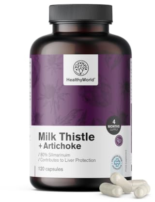 HealthyWorld Mariendistel + Artischocke Kapseln - 120 Pflanzenkapseln | Leberunterstützung & Entgiftung - 4 Monatsvorrat - Hochdosiert mit 80% Silymarin - Mit Artischocke, Löwenzahn und Desmodium