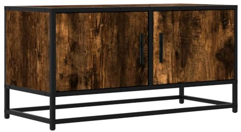 vidaXL Mueble TV Metal y Madera ingeniería Roble Humo 80x34,5x40 cm, Soporte de TV, Banco de TV, Muebles para Equipos de música, aparador de TV