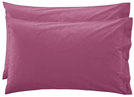LARA MORADA - Coppia Federe Cuscino Letto, con GUANCIALE, Tinta Unita, 100% Cotone, Made in Italy, 52X82cm + Pattina Viola