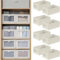 HOTOOLME Wardrobe Organiser Foldable Linen Storage Bins with Clear Window Fabric Storage Box Drawer Organiser for T-Shirts,Jeans,Underwear,Books 8 Pack