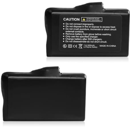 Lot de 2 Batteries Li-polymère Rechargeables 7,4 V 5200 mAh pour Gants Chauffants, Chaussettes, Chapeaux, sous-vêtements, Gilet, Cagoule, Masque de Ski, Vêtements