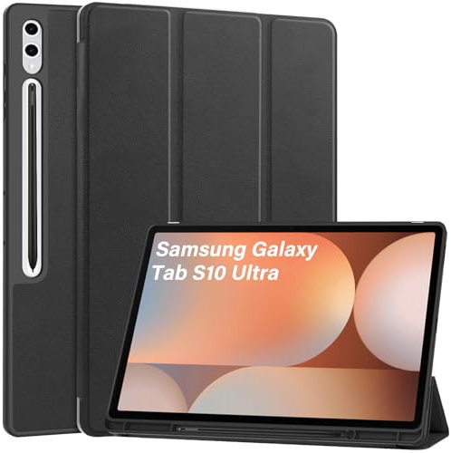 Haofun Custodia Cover Compatibile con Samsung Galaxy Tab S10 Ultra/S9 Ultra/S8 Ultra, Magnetico Case con S Pen Holder, Multi-Angolo Regolabili, Auto Sveglia/Sonno, Nero