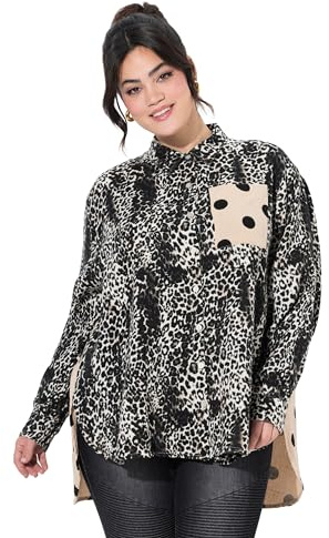 Angel of Style Damen große Größen Übergrößen Plus Size Bluse, Oversized, Musselin, Mustermix Leopard Multi 56 839384910-56