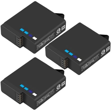 HOMEWQ Batterie de caméra Noire Compatible avec GoPro Hero 7 Hero 6 Hero 5 Batterie Noire ou Chargeur Triple(3 pcs Battery)