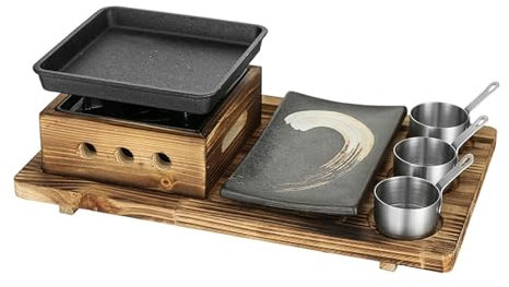 Tragbarer BBQ-Grill, koreanisch-japanischer Tischgrill mit Antihaft-Backpfanne, Holzkohle-Grillofen, Alkoholherd für Yakiniku, Yakitori A