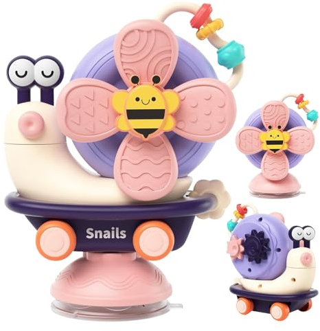 lakigoes Suction Cup Spinner Toys,Toddlers Sensory Activity Bath Toy -Baby Spinners with Suction Cups - Educational Learning Gifts for One Two Year Old Boys Girls(Purple)