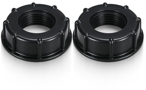 EUYKQNOI Adaptador IBC 1 Pulgada - 2 Unidades Tapón Central Lisa para Tanque de Agua 1000L, Conexión Depósito IBC con Rosca S60x6, Accesorios Contenedor Agua Pluvial y Combustible