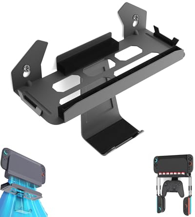 Metal Wall Mount for Nin.tendo Switch 2 Console 2025, Switch 2 Organizer Shelf Base Kit Behind TV, Storage 7 Card Slots and 4 Joycon Hanger for Switch 2 Accessories