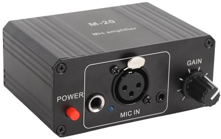 Pyhodi Mikrofonvorverstärker, XLR Output Mic Professional Mic Booster Activator Vorverstärker mit 48 V Strom für Home Studio, Podcasts, Streaming und Aufnahme, Mikrofonvorverstärker