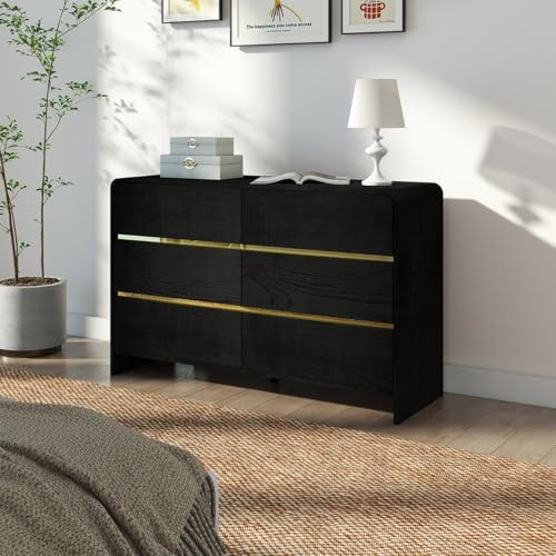 Melody Maison Black 6 Drawer Chest of Drawers - Meridian Black Range