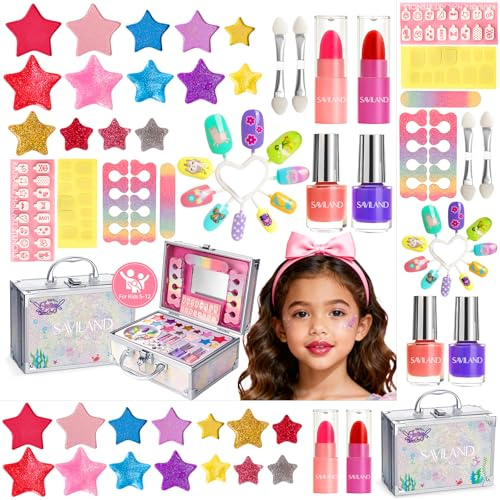 SAVILAND Make Up Set für Mädchen Erwachsene: Giftfreies & Waschbar Make Up | Tragbares Schminktisch mit Lidschatten Lipgloss Schminkkoffer, Weihnachts Geschenk, Geburtstags Geschenk