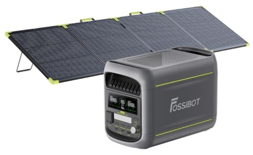 FOSSIBOT F1800 Générateur Électrique Portable 1024Wh avec Panneau Solaire 200W, Batterie LiFePO4 Station électrique1800W(Peak 2700W)，Charge Rapide 1200W, Mode ECO, BMS pour Camping-Car, Maison, Voyage