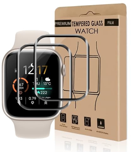 Carantee Verre Trempé Apple Watch Series 7/8/9(45mm), Bords noirs incurvés 3D Protection Écran, TPU Anti Rayures, Anti-huile, Tactile Sensible, Sans Bulle, 2 Pack HD Apple Watch 45mm Vitre Protectio
