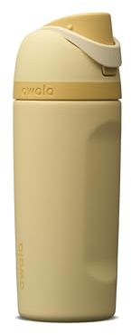 Owala FreeSip - Stainless Steel - 16-oz. - Yellow (Butter Half) (A7) | Acero inoxidable con aislamiento | Tapa antiderrames | Sin BPA, sin plomo y sin ftalatos | Boquilla 2 en 1