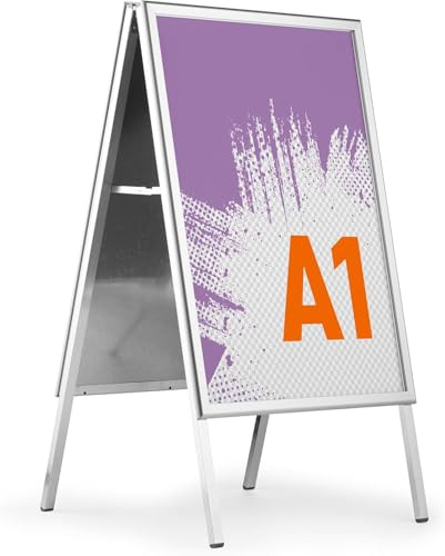 Durable Kundenstopper A1 FOLD OUTDOOR, Plakatständer, silber, 506623 | Wetterfester Aufsteller, doppelseitig, 32 mm Profil, UV-stabile Antireflexfolie, IPX4 wassergeschützt