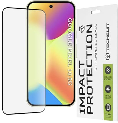 Techsuit Displayschutzfolie für Google Pixel 10 Gehärtetes Glas mit 9H Härte, Vollständige Abdeckung, Stoßschutz, Oleophobe Beschichtung, Anti Fingerabdruck, Blasenfrei, 111D Full Glue