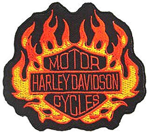 Harley Davidson Flammen Aufnäher Bügelbild Iron on Patch Biker Hog Chopper Bobber Badge