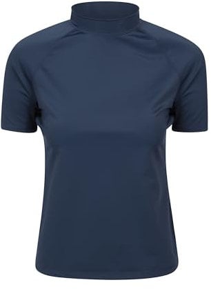 Mountain Warehouse Short Sleeves Womens UV Rash Vest - UPF50+ Sun Protection Ladies Rash Guard, Quick Dry, Flat Seams Top - for Summer Swimming, Beach & Under a Wetsuit, Navy, 8