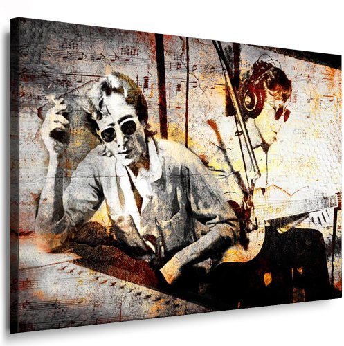Bild auf Leinwand Beatles Lennon - Bild 100x70cm k. Poster ! Bild fertig auf Keilrahmen - Pop Art Gemälde Kunstdrucke, Wandbilder - Bilder zur Dekoration - Deko. Musik Stars Kunstdrucke