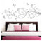 Grandora Wandtattoo XXL Blumenranken Schmetterlinge Blumen I Silbergrau (BxH) 160 x 69 cm I Schlafzimmer Liebe Flur Wohnzimmer modern Aufkleber Wandaufkleber W1073