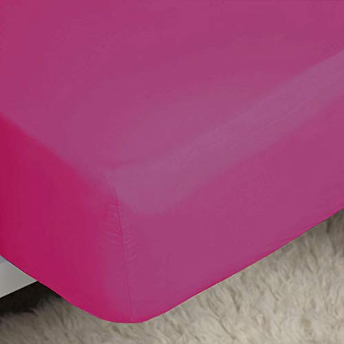 Belledorm Easycare Percale Fitted Sheet (Double) (Fuchsia)