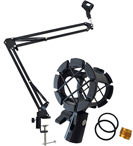 keepdrum NB35 Mikrofonstativ Tisch-Mikrofonarm Schwenkarm + PCMH1 Spinne elastische Halterung