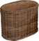 korb.outlet Holzkorb oval aus grauem Natur Rattan XL auf stabilem Eisenrahmen/geflochtener Kaminkorb mit Jute 60x43