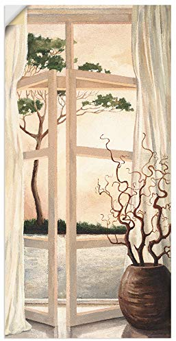 ARTland Wanddeko Wandtattoo selbstklebende Vinylfolie 50x100 cm Fensterblick Toskana Sonnenuntergang Landschaft Malerei T4OM