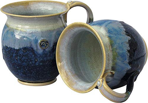 Handgefertigt Irish Coffee & Tea Becher. Set von zwei blau Weinkühler handgetöpfert Becher 300 ml