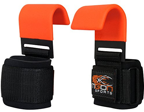 TIGON Power Weight Lifting Training Gym Straps Hook bar Wrist Support Lift Grip (Orange)