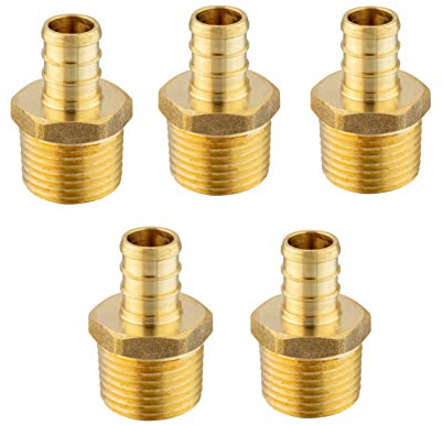 (5 Stück) EFIELD Pex 1/2 Zoll x 1/2 Zoll NPT Außenadapter Messing Crimpverschraubungen (1/2 Zoll x 1/2 Zoll)