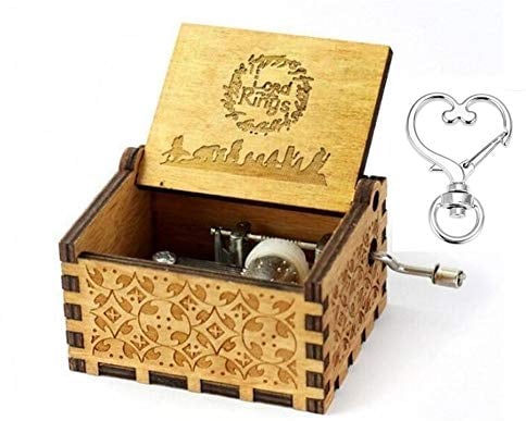 Cuzit, „Der Herr der Ringe“-Filmmusik-Spieluhr in gravierter Holzbox mit Handkurbel, Musikspielzeug