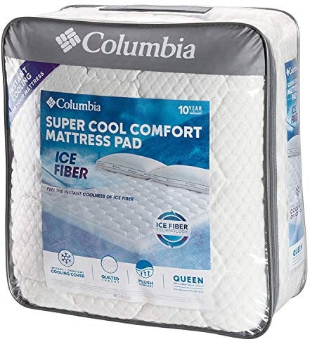 Columbia Sportswear Company Quilted Ice Fiber Cooling Mattress Pad – Deep Pocket Fitted Sheet Cover Stretches to fit 16”-18” Deep – Breathable & Hypo-allergenic Plush Bed Topper Protector- King Size