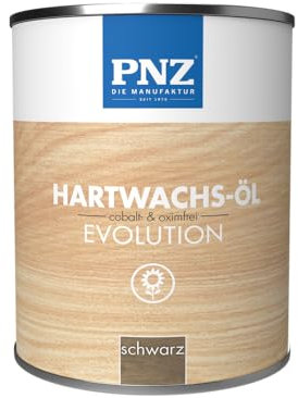 PNZ Hartwachsöl evolution farbig | Nachhaltig hergestellt mit regionalen Rohstoffen | Made in Germany | Arbeitsplatten, Holzmöbel, Holz-Boden, Gebinde:0.75L, Farbe:schwarz