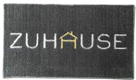 Mat-Master Mikrofaser-Fußmatte 40x70cm / rutschfeste Türmatte mit extra starker Nässe,-Schmutzfunktion/für Haustüre (dunkelgrau - Zuhause)