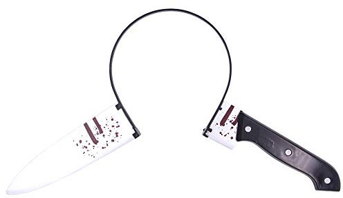 Rotumaty Scary Costume Accessories Bloody Headband (Bloody Knife/Syringe/Scissors) Funny Headwear Through Head Toys for Halloween (Knife)