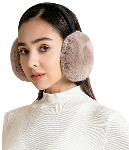 ZLYC Winter Ohrenschützer Ohrenwärmer Outdoor Faux fur Earmuffs für Damen Kinder,Khaki,Einheitsgröße