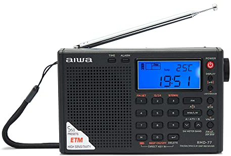 Aiwa RMD-77: Multiband-Radio, FM PLL DSP Stereo/SW/MW/LW, mit Kopfhörer und Tragetasche M