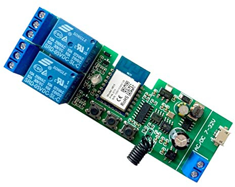 MHCOZY Módulo de interruptor de relé RF WiFi inalámbrico de 2 canales y 12 V, compatible con Alexa Google Home (Tuya Smart Life App 2CH)