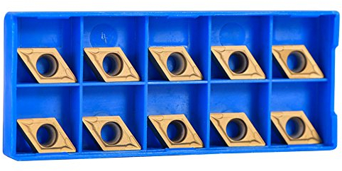 Inserti per Tornio Metallo Duro, 10 Pezzi Utensili Tornio per Metallo, DCMT11T304-HM YBC251, Oro, Inserto di Carburo CNC Utensile per Tornio con Taglierina con Scatola