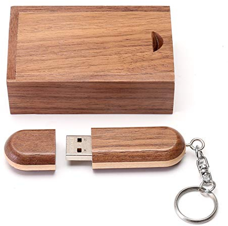 HOZYALE Clé USB 2.0 bicolore en bois avec boîte en bois (32 Go, brun roux)
