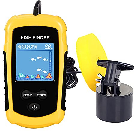 Atibin Kayak Profondità Cercatori di Pesca Trasduttore Portatile Sonar Fish Finder Display Handheld Fish Finder Profondità Acqua per Barca Pesca sul ghiaccio