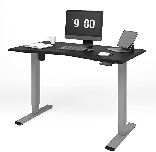 FLEXISPOT Höhenverstellbarer Elektrisch höhenverstellbarer Schreibtisch, mit Memory-Steuerung und Softstart/-Stop (Silber+Schwarz 1 Motor 2-teilige Beine)