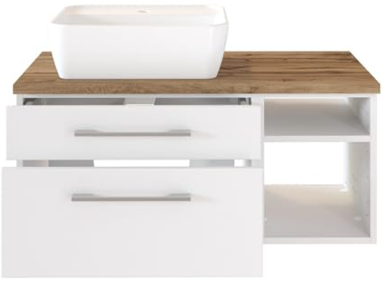 Waschbeckenunterschrank Dasa (links) 90 cm mit 2 Schubladen – Weiß