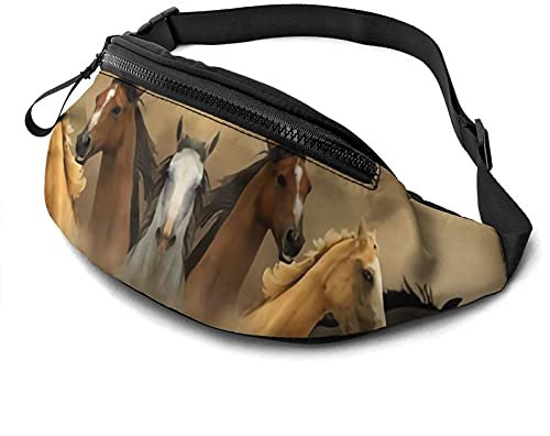 mengmeng Bauchtasche für Laufen, Pferd, Rennen, Bauchtasche, Bauchtasche, für Herren und Damen, Unisex, verstellbare Gürteltasche für Outdoor, Workout, Wandern, Geschenke, Schwarz , Einheitsgröße