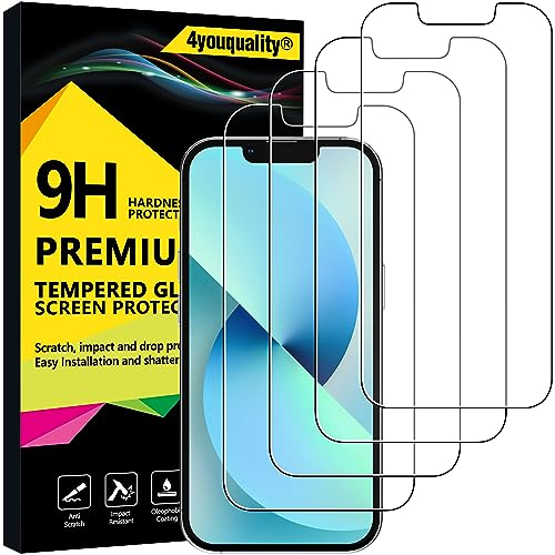 4youquality [4-Pack Screen Protector for iPhone 13 Mini (5.4-Inch), Tempered Glass Film, [LifetimeSupport][Anti-Shatter][Anti-Scratch][Impact-Protection]